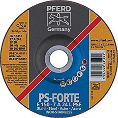 Pferd 61011 Grinding Wheels, Universal Line Psf, A 24 L Psf-Inox - For Steel, Stainless Steel
