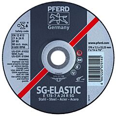 Pferd 61032 Type 27 Sg Depressed Center Grinding Wheel, 7 In Dia, 1/4 In Thick, 7/8 Arbor, Alum. Oxide