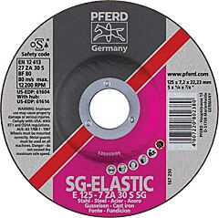 Pferd 61604 Grinding Wheels, Performance Line Sg, Za 30 S Sg - For Steel/Cast Iron, Depressed Centre (Type 27)