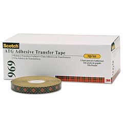 3M 021200-05672 Scotch® A.T.G. Adhesive Transfer Tape 969, 3/4 In X 18 Yd, 5 Mil, Clear