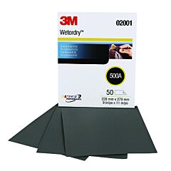3M 051144-02001 Wetordry Abrasive Sheet 413Q, Silicon Carbide,9 In X 11 In, 500 Grit