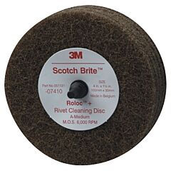 3M 051131-07410 Scotch-Brite Rivet Cleaning Discs, Aluminum Oxide, 4 In Dia X 1.25 In Thick