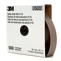 3M 051144-05020 211K Utility Cloth Rolls, 1 1/2 In, 50 Yd, 500 Grit