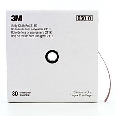 3M 051144-05010 211K Utility Cloth Rolls, 1 In, 50 Yd, 80 Grit