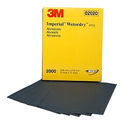 3M 051131-02020 Wetordry™ Paper Sheets, Silicon Carbide, 2000 Grit, 9 X 11 In