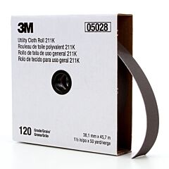 3M 051144-05028 211K Utility Cloth Rolls, 1 1/2 In, 50 Yd, 120 Grit