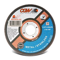 Cgw Abrasives 35516 Quickie Cut Extra Thin Cut-Off Wheel,5 In Dia, 0.045 In Thick, 7/8 In Arbor ,36 Grit Alum. Oxide