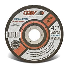 Cgw Abrasives 35699 Depressed Center Wheel, Type 27, 4 In Dia, 1/4 In Thick, 24 Grit Alum. Oxide