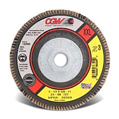 Cgw Abrasives 36320 Flap Discs, Z3 -100% Zirconia, Xxl, 4 1/2", 60 Grit, 5/8 Arbor, 13,300 Rpm, T27