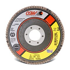 Cgw Abrasives 54002 Flap Discs, Z3 - Ultimate 100% Zirconia, 4 1/2",40 Grit,7/8 Arbor,13,300 Rpm,T27