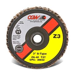 Cgw Abrasives 30022 Flap Discs, Mini, Zirconia, Quick Change, Type S, 2 In, 40 Grit, 24,000 Rpm