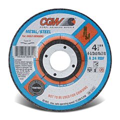 Cgw Abrasives 35634 Depressed Center Wheel, Type 27, 7 In Dia, 1/8 In Thick, 24 Grit Alum. Oxide