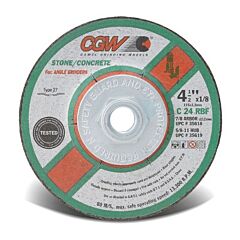 Cgw Abrasives 35636 Depressed Center Wheel, 7 In Dia, 1/8 In Thick, 7/8 In Arbor, 24 Grit Silicon