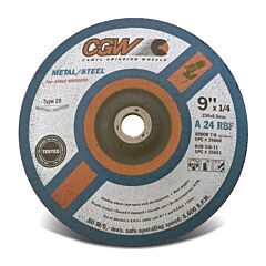 Cgw Abrasives 35647 Depressed Center Wheel, Type 28, 7 In Dia, 1/4 Thick, 5/8 Arbor, 24 Grit, Alum.