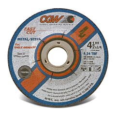 Cgw Abrasives 36104 Depressed Center Wheel, 7 In Dia, 1/4 In Thick, 7/8 In Arbor, Hardness Grade T