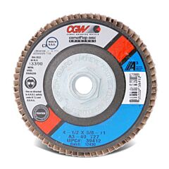 Cgw Abrasives 39215 Flap Discs, A3 Aluminum Oxide, Regular, 4 In, 80 Grit, 3/8-24 Arbor, 15,300 Rpm