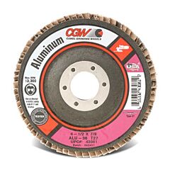 Cgw Abrasives 43184 Flap Discs, Aluminum, Reg Thickness, T29, 5", 60 Grit, 7/8 Arbor, 12,200 Rpm