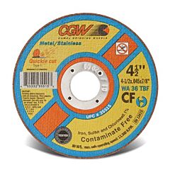 Cgw Abrasives 45009 Contaminate Free Cut-Off Wheel, 7 In Dia, .045 In Thick, 60 Grit, Alum. Oxide