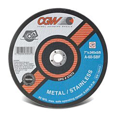 Cgw Abrasives 45013 Extra Thin Cut-Off Wheel, Type 1, 7 In Dia, .04 In Thick, 60 Grit Alum. Oxide