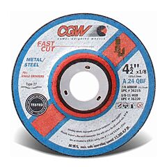 Cgw Abrasives 45052 Depressed Center Wheel, 3 In Dia, 1/8 In Thick, 24 Grit Alum. Oxide