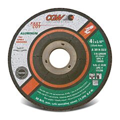Cgw Abrasives 70098 Depressed Center Wheel, Type 27, 4 In Dia, 1/4 In Thick, 30 Grit, Silicon