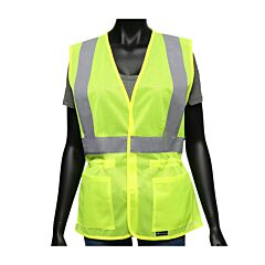 West Chester 47207/Sm Hi-Vis Green, Fitted Mesh Safety Vest, Class 2, Ladies, Size S-M