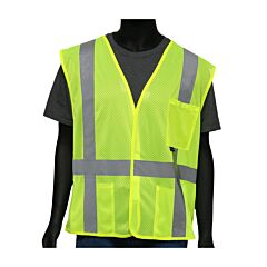 West Chester 47217/Xl Class 2 Hi-Vis Yellow Mesh Vest, Self Extinguishing, Hook/Loop, Size X-Large