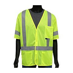 West Chester 47308/L Class 3, Yellow, Mesh Vest, Self Extinguishing, Size Large