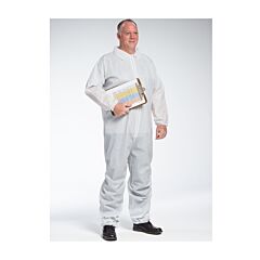 West Chester 3402/L Pe Laminate White Coverall Elastic Wrist And Ankle, Size Large