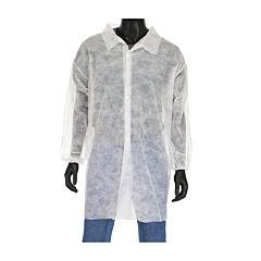 West Chester 3512/Xxl White Sbp Lab Coat, Elastic Wrist, No Pocket, Size 2X-Large
