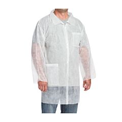 West Chester 3514/Xl White Sbp Lab Coat, Elastic Wrist, 2 Pockets, Size X-Large