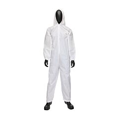 Pip 3706/Xxxxl Posiwear, Ub, White Coverall, Hood, Elastic Wrist And Ankle, Size 4X-Large