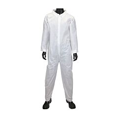 West Chester C3850/L 45G White Sms Coverall, Zipper Front And Collar, Size Large