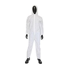 West Chester C3856/M 45G White, Sms Coverall, Elastic Wrist/Ankle, Hood, Size Medium