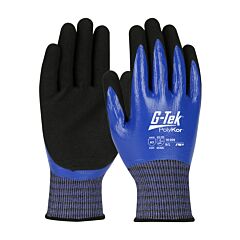 Pip 16-939/S G-Tek Polykor Cut Gloves W/X7, 18G Double Dip W/Full Blue Nitrile & Ms Grip, Cut Level A3, Size Small