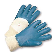 West Chester 4060/S Nitrile Dipped Gloves With Interlock Liner And Smooth Finish On Palm, Fingers & Knuckles, Knit Wrist, Natural, Size Small