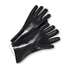 West Chester J1047Rf Pvc Dipped Gloves With Jersey Liner And Rough Sandy Finish, 14" Length, Black, Size 14