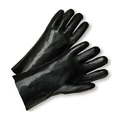 West Chester 1087 18" Black Smooth Pvc Gloves Interlock Lining, Size Large