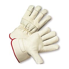 West Chester 5000/Xl Premium Top Grain Cowhide Leather Palm Gloves With Fabric Back, Rubberized Safety Cuff, Natural, Size X-Large