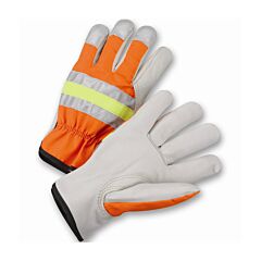 West Chester Hvo990K/Xl High-Vis Top Grain Cowhide Leather Driver Gloves, Size X-Large
