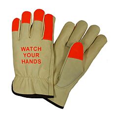 West Chester 994Kotp/M Pigskin Driver'S Gloves, Hi-Vis Finger Tips, Positherm Liner, Size Medium