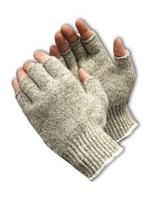 Pip 41-075L Ragwool Gloves, 75% Wool/25% Nylon, 7 Gauge, Half Finger Style, Size Large