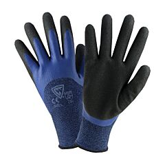 West Chester 713Bldd/Xl Polyester Gloves With Double Dipped Latex Sandy Foam Grip On Palm & Fingers, Blue, Size X-Large