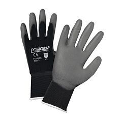 Pip 713Sugb/L Posigrip Gloves, 13G Black Nylon Shell, Gray Polyurethane Smooth Grip, Size Large