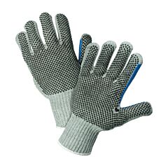 West Chester 712Skbsgt/Xl Heavy Weight Cotton/Polyester Gloves With Pvc Dotted Grip, Double-Sided W/ Extended Thumb Crotch, Gray, Size X-Large