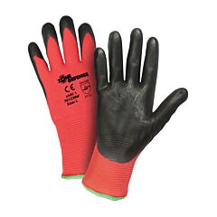West Chester 701Crnf/L Zone Defense A1 Economy Nylon Gloves With Nitrile Coated Foam Grip On Palm & Fingers, Red, Size Large