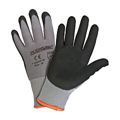 Pip 715Snftp/L Posigrip Gloves, 15 Gauge Gray Nylon Shell, Black Microfoam Nitrile Palm, Size Large