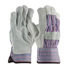 West Chester 558/Xxl Economy Grade Split Cowhide Leather Palm Gloves With Fabric Back, Rubberized Safety Cuff, Blue, Size 2X-Large