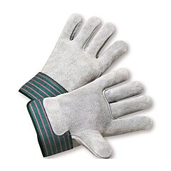 West Chester 600-Ea/Xl Superior Grade Split Cowhide Leather Palm Gloves With Full Leather Back, Rubberized Safety Cuff, Green, Size X-Large