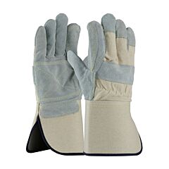 West Chester 800-Aaa/L Premium Grade Split Cowhide Leather Palm Gloves With Canvas Back, Rubberized Gauntlet Cuff, Natural, Size Large